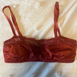 Red, satin, lacy UO bralettes